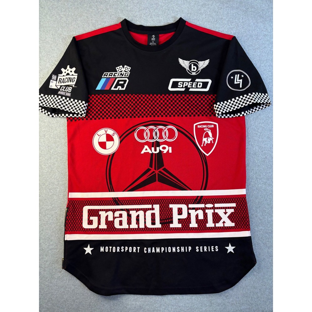 Lavish Society Mens Grand‎ Prix Motorsport Racing Jersey Red Black XL Side Zip